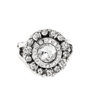 Paparazzi Silver and White Ring with Ornamental Design Twinkling Trance Jewelry